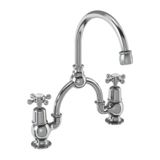 Burlington Claremont 2 Tap hole Arch Mixer with Curved Spout (230mm centres)